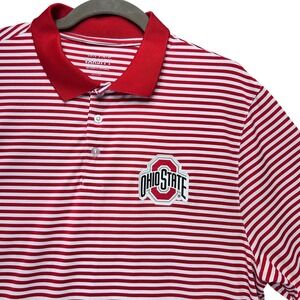 Ohio State Polo Varsity Mens L Red White Striped Preppy Collegiate Sportswear